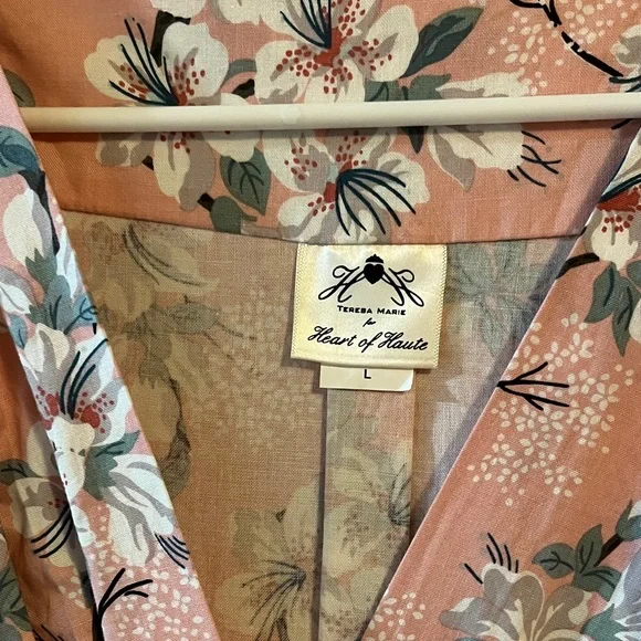 Floral Pink Wrap Dress a-line - Picture 2 of 7